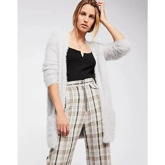 Free people shaggy faux fur open front cardigan - Picture 1 of 4